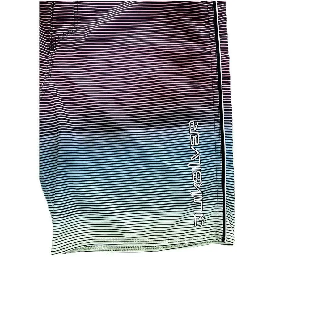 Men’s Multicolored Stripe Quiksilver Swim Trunk Board Shorts Waist Size 33”